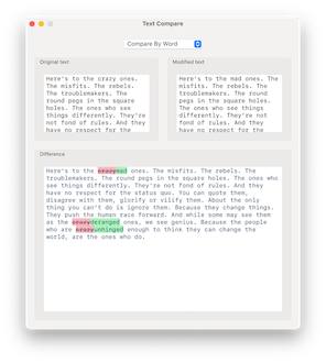 Text Compare app screenshot.